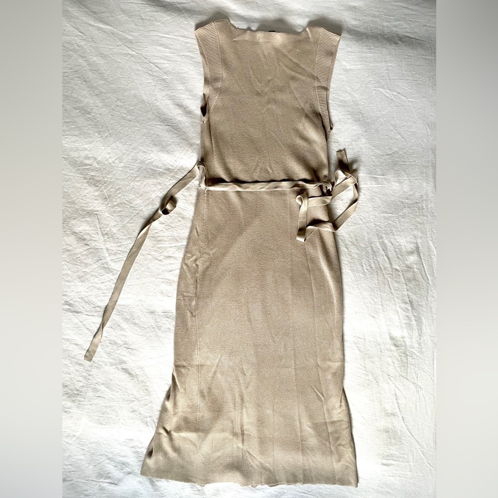 MNG Nude Belted Knit Midi Dress - Picture 7 of 8
